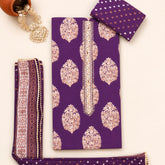 Figgy Purple Cotton Unstitched Suit Set