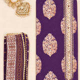 Figgy Purple Cotton Unstitched Suit Set