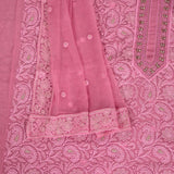 Girly Pink Georget Chikankari Unstitched Salwar Suit