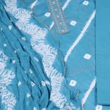 Glacious Blue Shibori Cotton Unstitched Suit Set