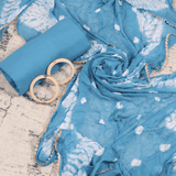 Glacious Blue Shibori Cotton Unstitched Suit Set