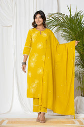 Gold Yellow Linen Suit Set