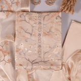 Golden Tissue Embroidered Unstitched Suit Set