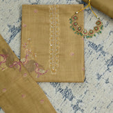 Golden Tissue Silk Unstitched Suit Set