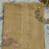 Golden Tissue Silk Unstitched Suit Set