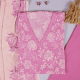 Gorgeous Pink Linen Unstitched Suit Set