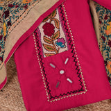 Gulabi Pink Phulkari Dupatta Cotton Unstitched Salwar Suit