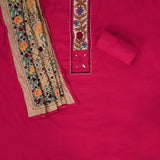 Gulabi Pink Phulkari Dupatta Cotton Unstitched Salwar Suit