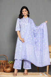 Heather Purple A Line Suit Set