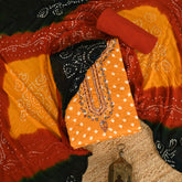 Honey Yellow Bandhani Cotton Unstitched Salwar Suit