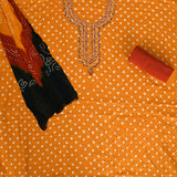 Honey Yellow Bandhani Cotton Unstitched Salwar Suit
