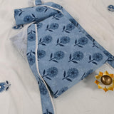 Indigo Blue Bagru Cotton Unstitched Suit Set