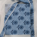 Indigo Blue Bagru Cotton Unstitched Suit Set