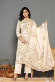 Ivory Floral Straight Angrakh Suit Set