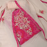 Jaipuri Bhandej GotaPatti Cotton Unstitched Suit Set