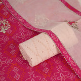Jaipuri Bhandej GotaPatti Cotton Unstitched Suit Set