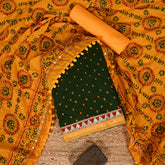 Jaipuri Green Bandhani Phulkari Cotton Unstitched Salwar Suit