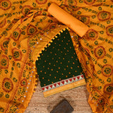 Jaipuri Green Bandhani Phulkari Cotton Unstitched Salwar Suit
