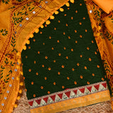 Jaipuri Green Bandhani Phulkari Cotton Unstitched Salwar Suit