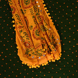 Jaipuri Green Bandhani Phulkari Cotton Unstitched Salwar Suit