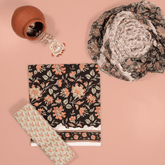 Jungle Black Pure Chiffon Dupatta Unstitched Suit Set