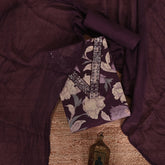 Bold Wine Floral Cotton Unstitched Salwar Suit