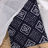 Midnight Blue Bhandej Cotton Unstitched Salwar Suit