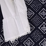 Midnight Blue Bhandej Cotton Unstitched Salwar Suit