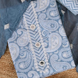 Powder Blue Cotton Unstitched Suit Set
