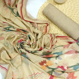 Kalamkari Print Burberry Unstitched Suit Set