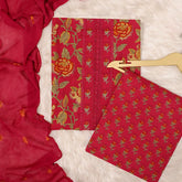 Kalamkari Print Cotton Unstitched Suit Set