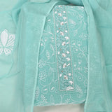 Sea Green Kota Doriya Embroidered Unstitched Suit Set
