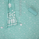 Sea Green Kota Doriya Embroidered Unstitched Suit Set