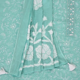 Sea Green Kota Doriya Embroidered Unstitched Suit Set