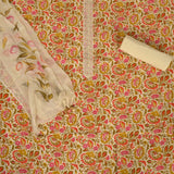 Lanten Yellow Kalamkari Cotton Unstitched Salwar Suit