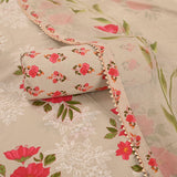 Latte Cream Floral Cotton Unstitched Suit Set