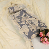 Lava Grey Floral Cotton Unstitched Suit Ste