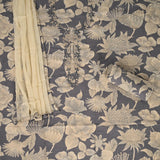 Lava Grey Floral Cotton Unstitched Suit Ste