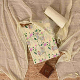 Lemon Yellow Pichwai Print Cotton Unstitched Salwar Suit