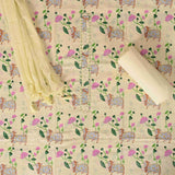 Lemon Yellow Pichwai Print Cotton Unstitched Salwar Suit