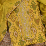 Lime Green Ikhat Cotton Unstitched Salwar Suit