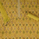 Lime Green Ikhat Cotton Unstitched Salwar Suit