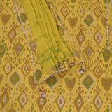 Lime Green Ikhat Cotton Unstitched Salwar Suit