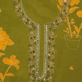 Lush Green Cotton Unstitched Suit Set