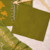 Lush Green Cotton Unstitched Suit Set