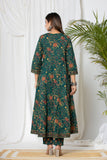 Lush Green Kalamkari Anarkali Suit Set