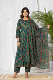 Lush Green Kalamkari Anarkali Suit Set