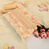 Macroon Yellow Cotton Unstitched Suit Set