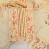 Macroon Yellow Cotton Unstitched Suit Set