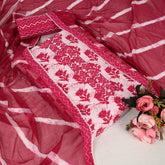 Magenta Pink Batiq Cotton Unstitched Suit Set